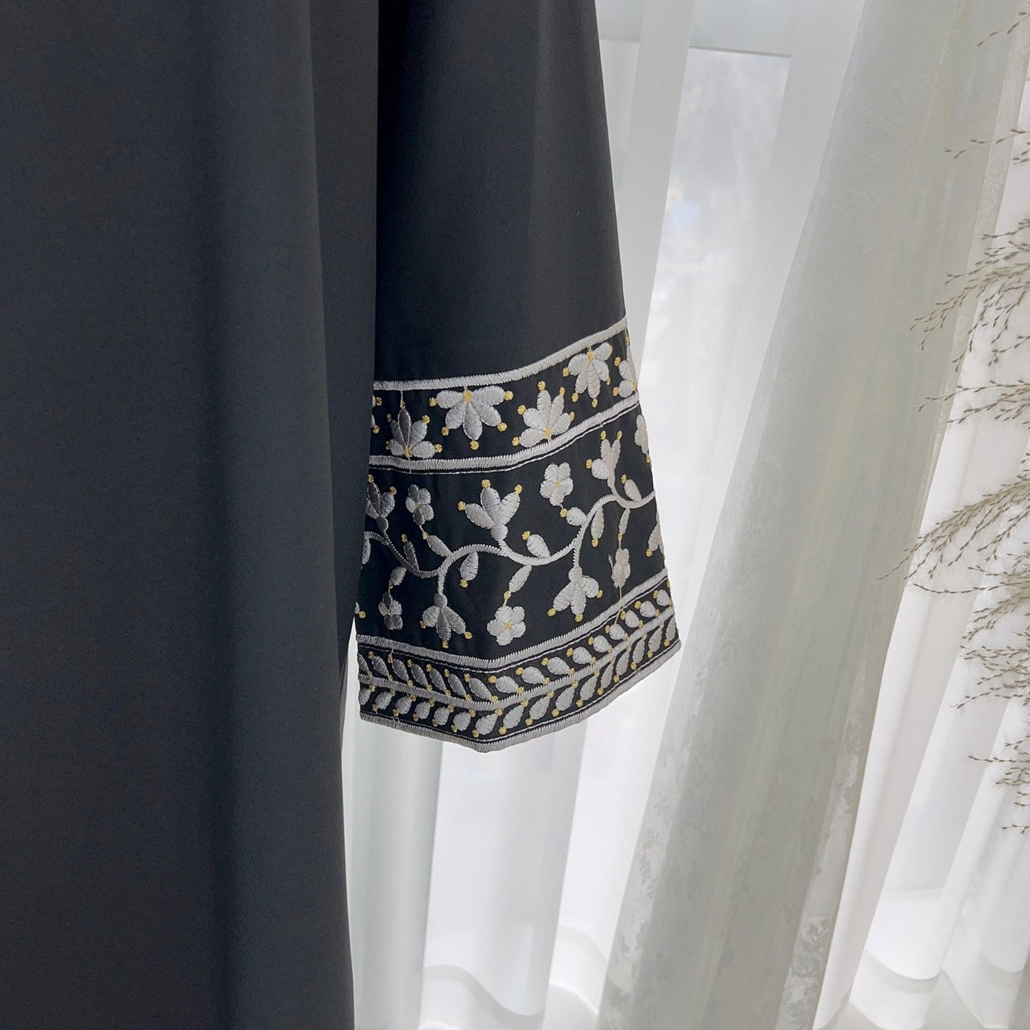 Ramadan Dubai Abaya Dress - Soft Embroidery Kefiyyeh Belted Robe | Modest Islamic Clothing for Women - Mahathelabel
