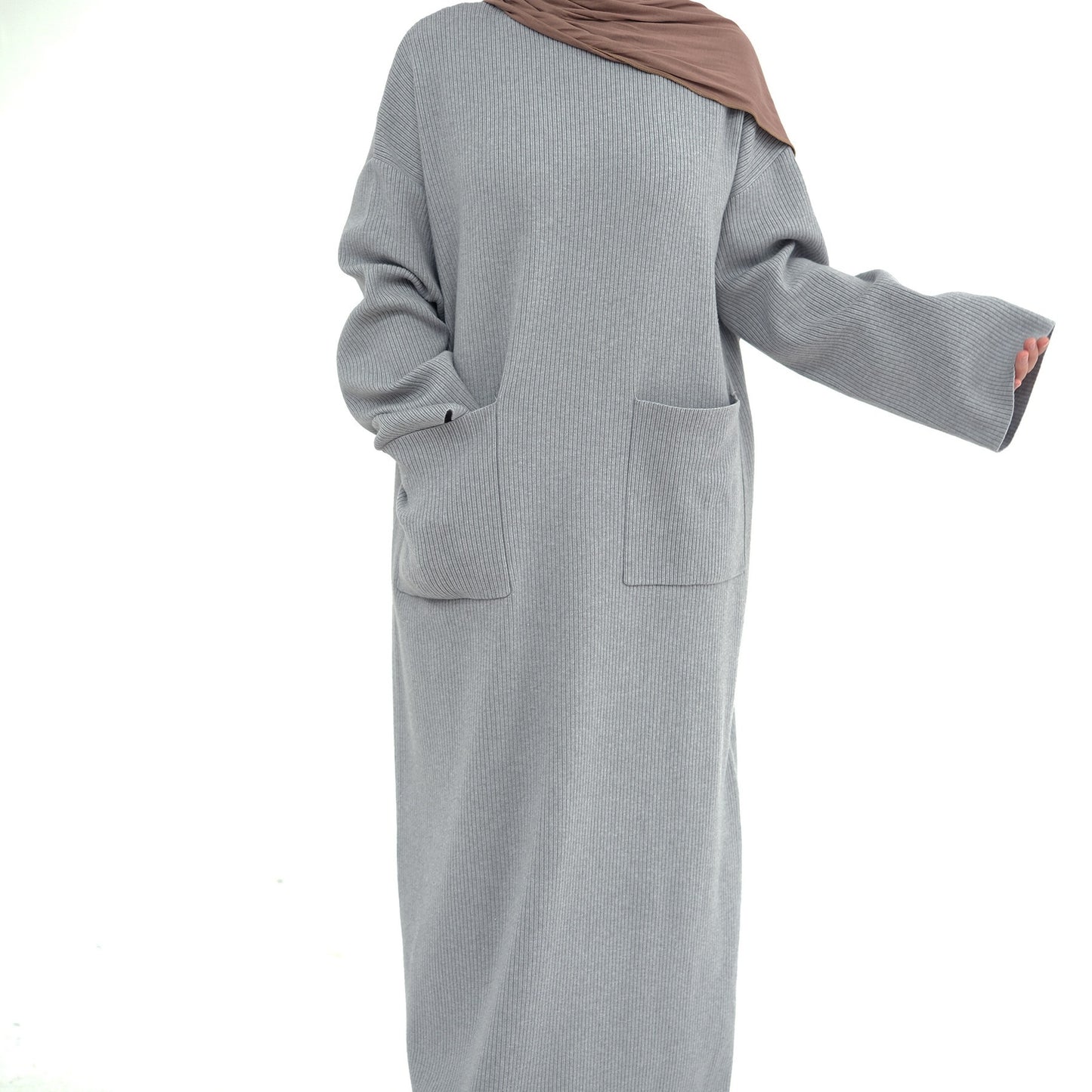 MH78 Winter Abaya with Pockets – Belted, Long Sleeve Modest Islamic Dress