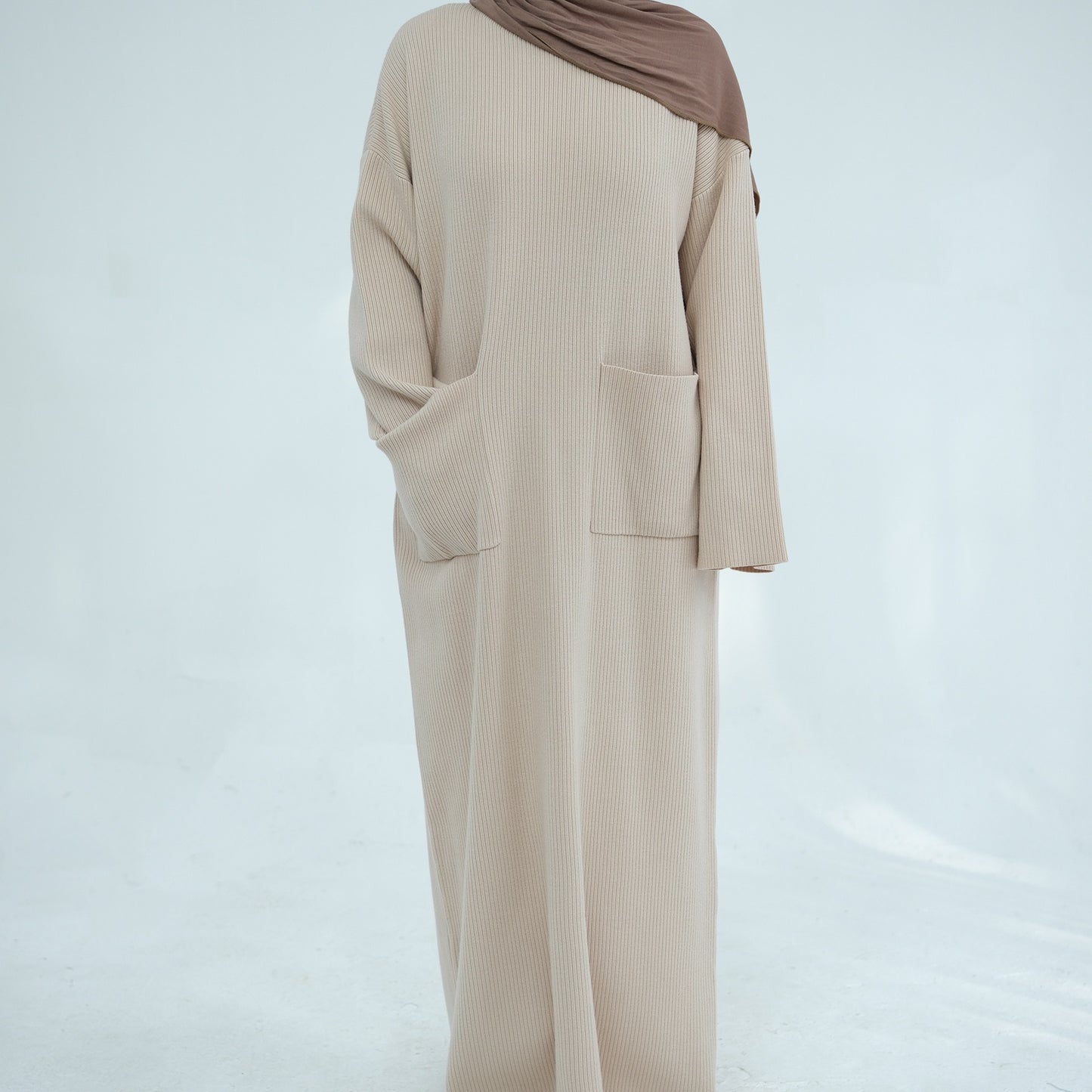 MH78 Winter Abaya with Pockets – Belted, Long Sleeve Modest Islamic Dress