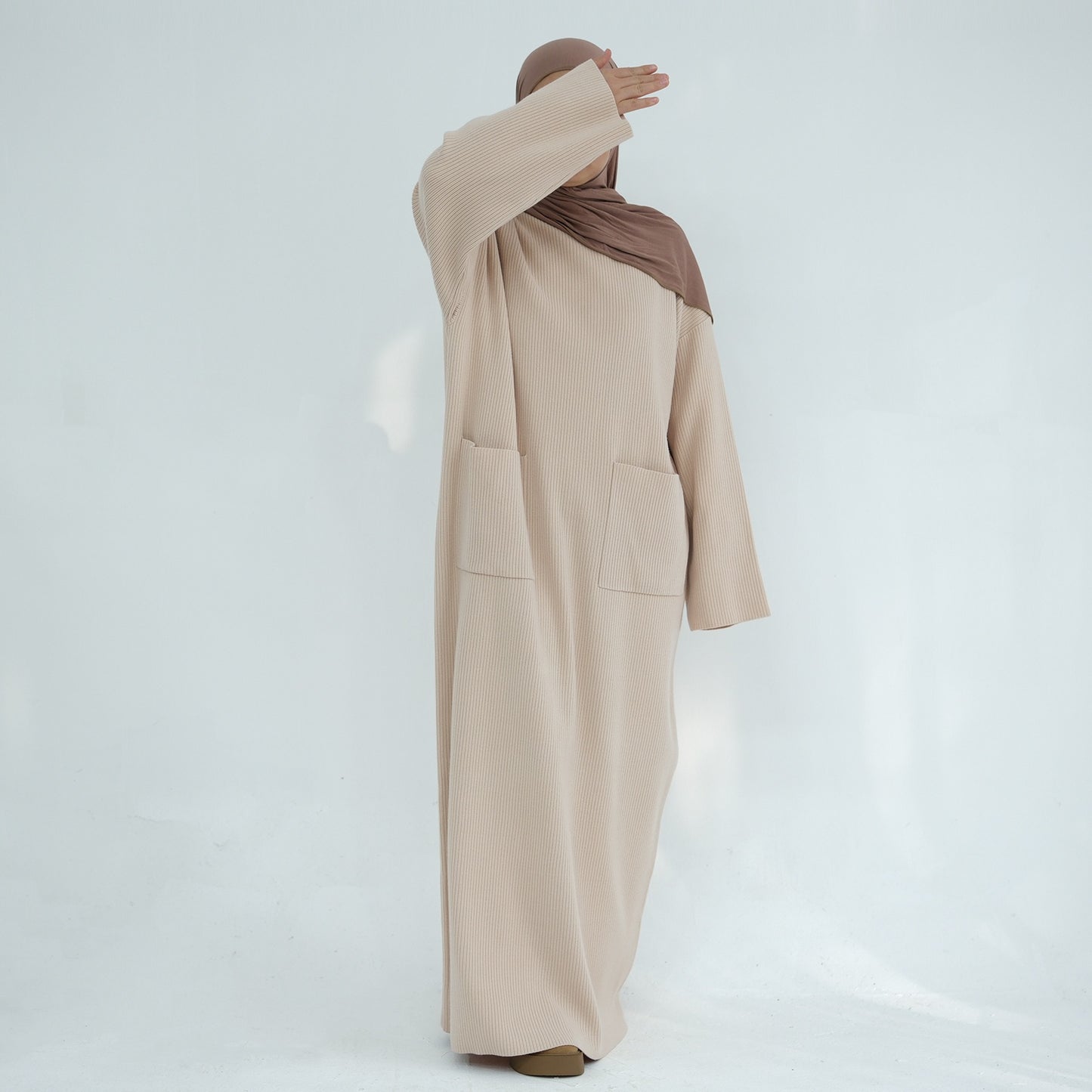 MH78 Winter Abaya with Pockets – Belted, Long Sleeve Modest Islamic Dress