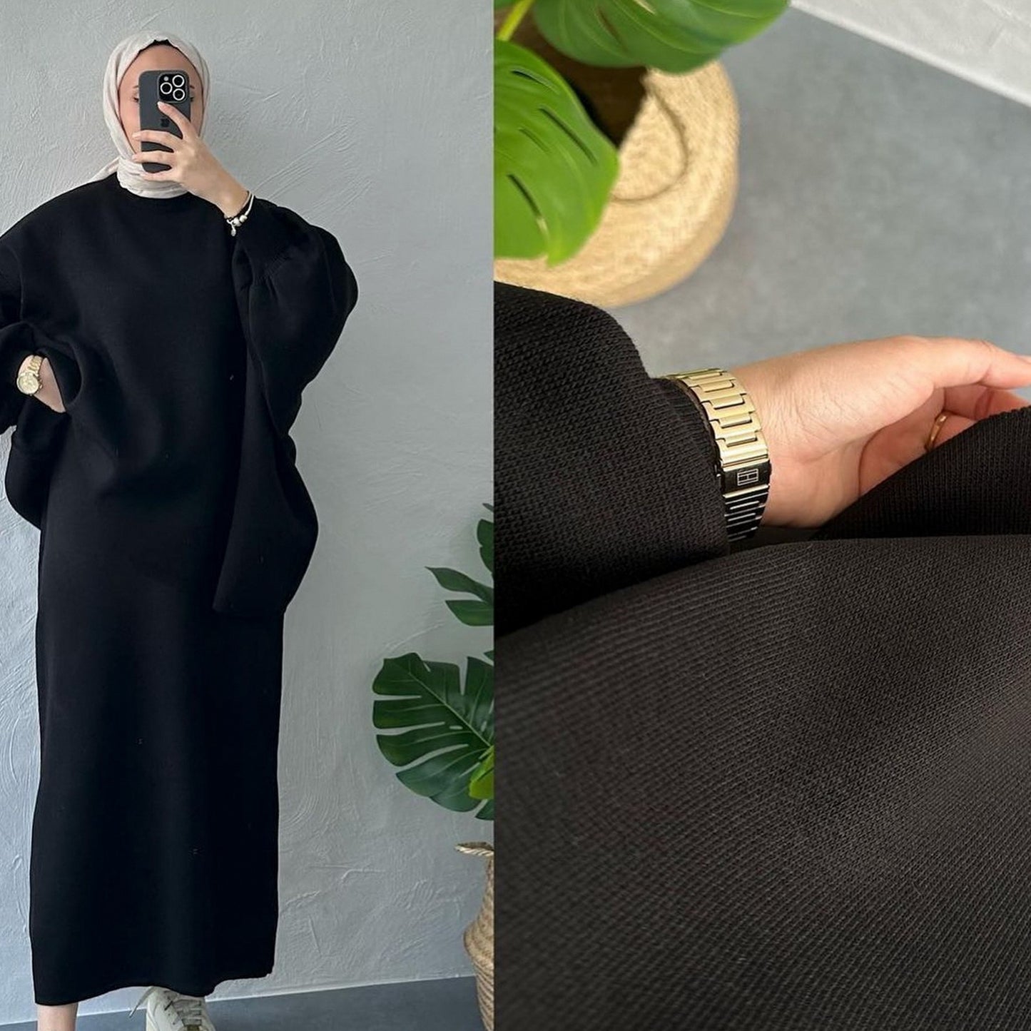 MH74 Muslim Women’s Winter Knit Two-Piece Modest Set (Top + Skirt)