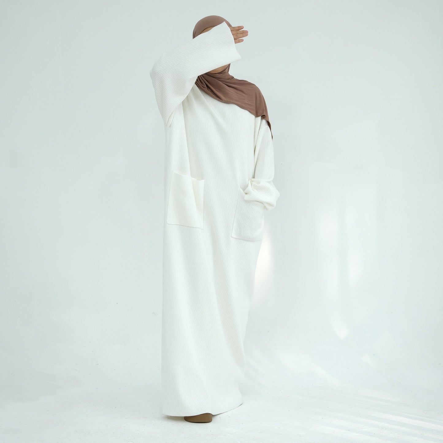 MH78 Winter Abaya with Pockets – Belted, Long Sleeve Modest Islamic Dress
