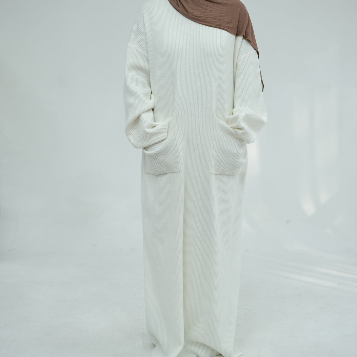MH78 Winter Abaya with Pockets – Belted, Long Sleeve Modest Islamic Dress