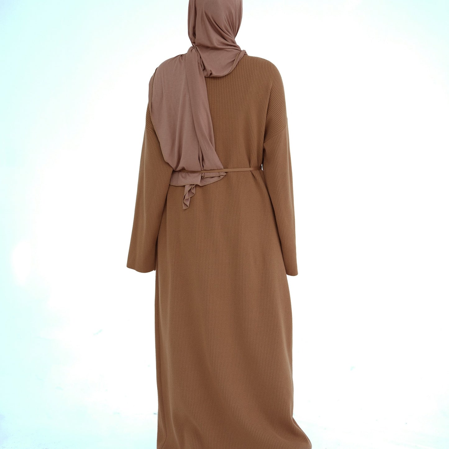MH78 Winter Abaya with Pockets – Belted, Long Sleeve Modest Islamic Dress