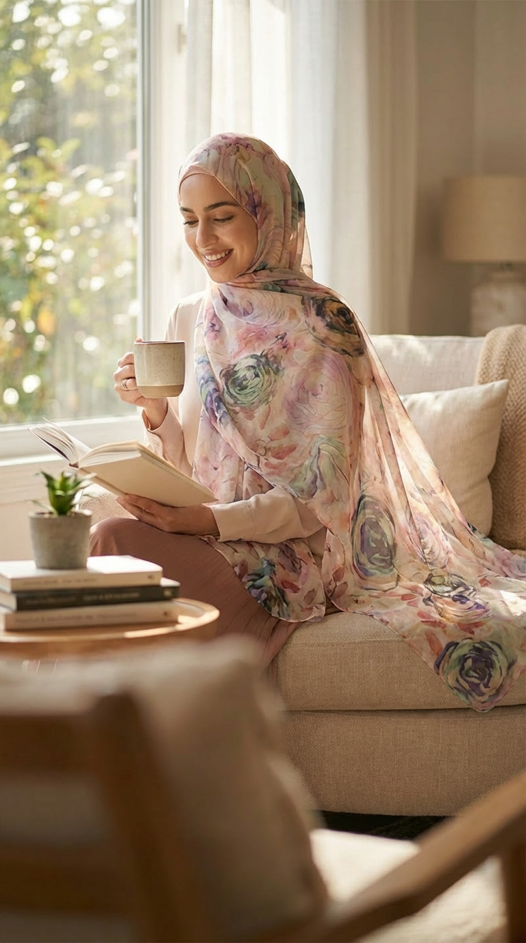 Diamond Purple Rose Mulberry Silk Scarf - Luxury Print Shawl | Premium Gift