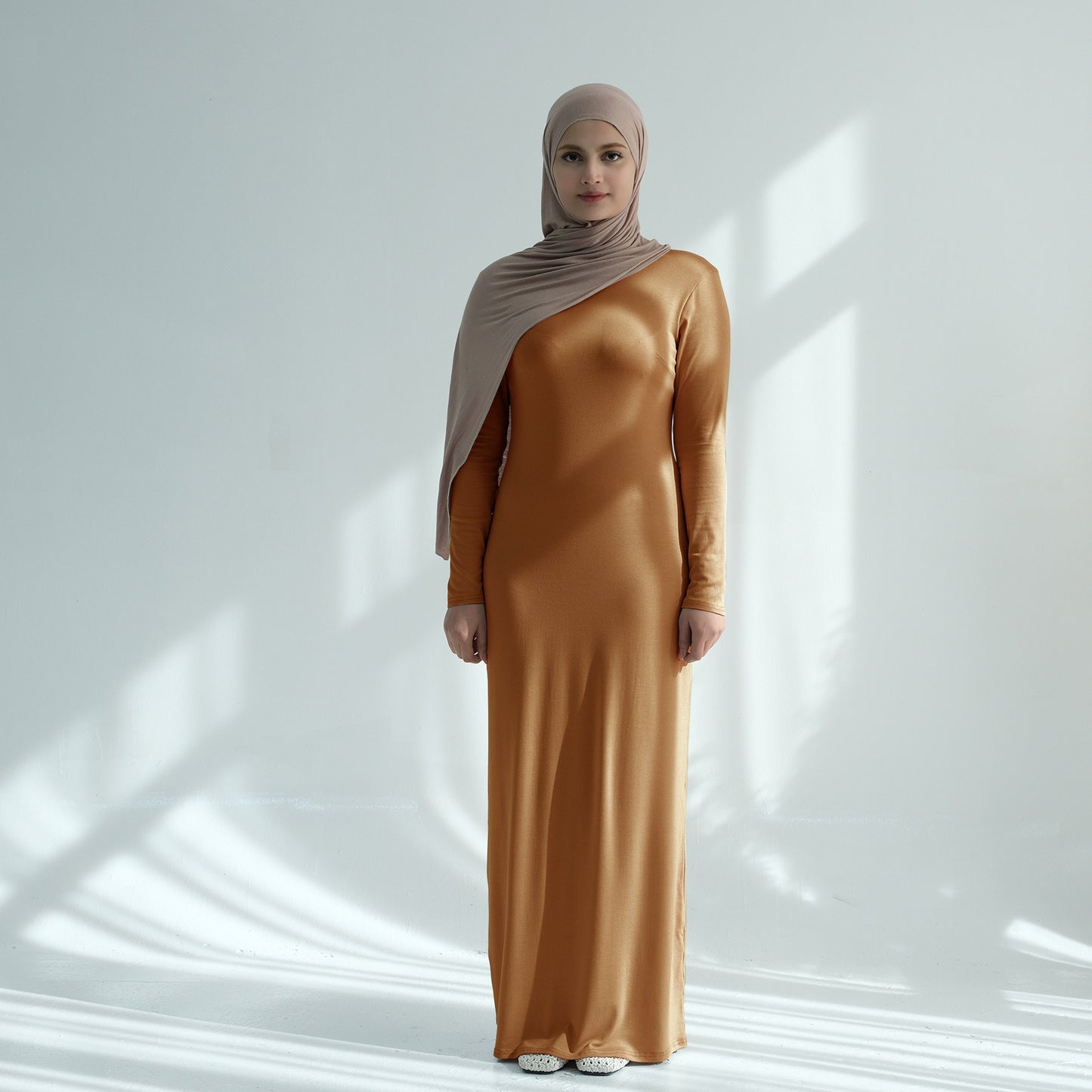 LM85 Modal Cotton Abaya Dress — Plain Solid Long Sleeve Maxi, Hijab-Friendly, Optional Inner/Base Dress (Scarf Not Included)