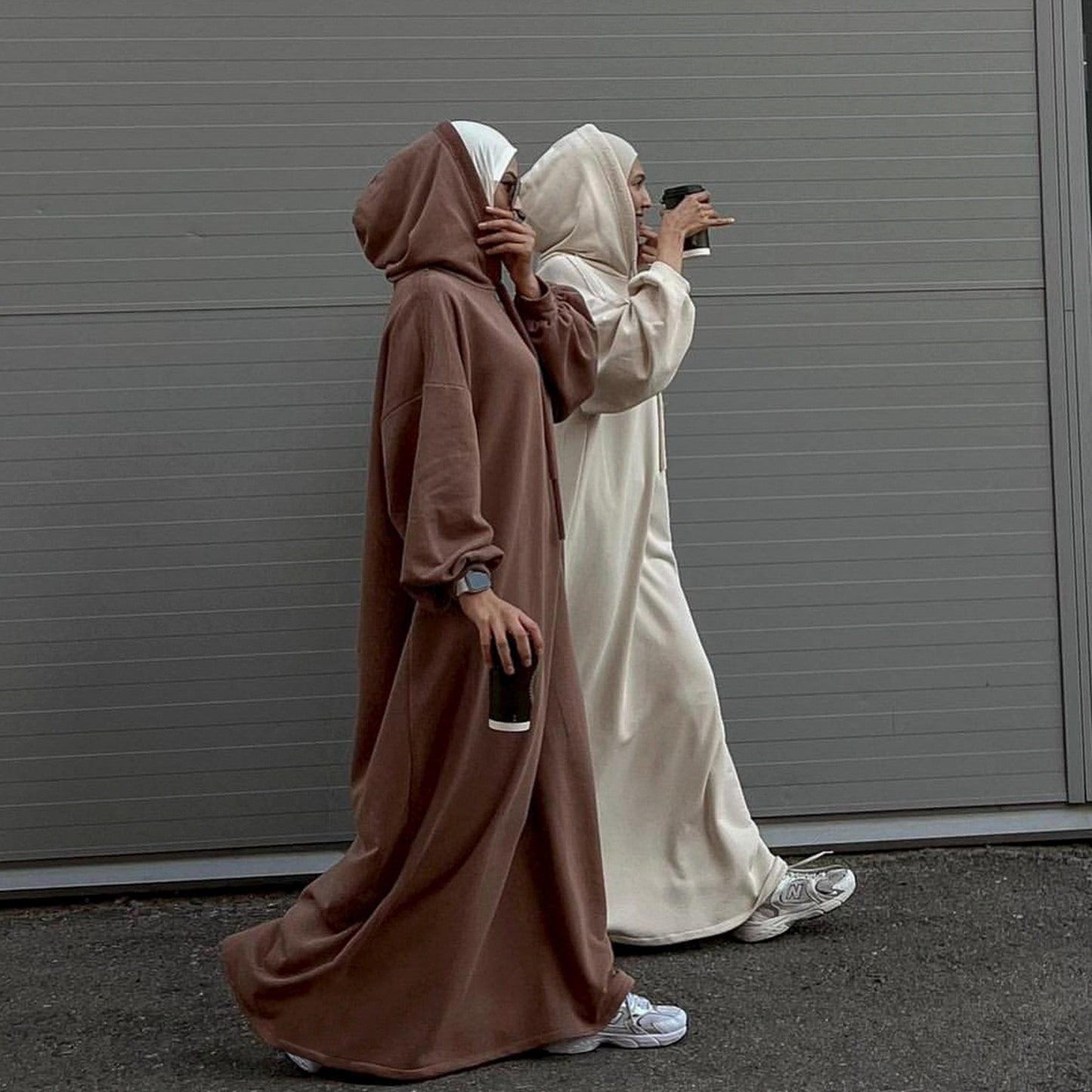 MH75 Muslim Women Hooded Sweatshirt Abaya Dress – Long Sleeve