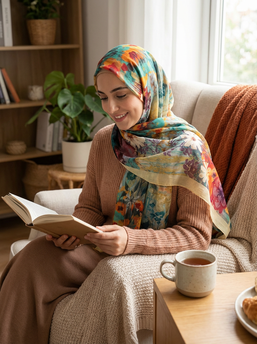 Colorful Blooms Mulberry Silk Scarf - Luxury Print Shawl | Premium Gift