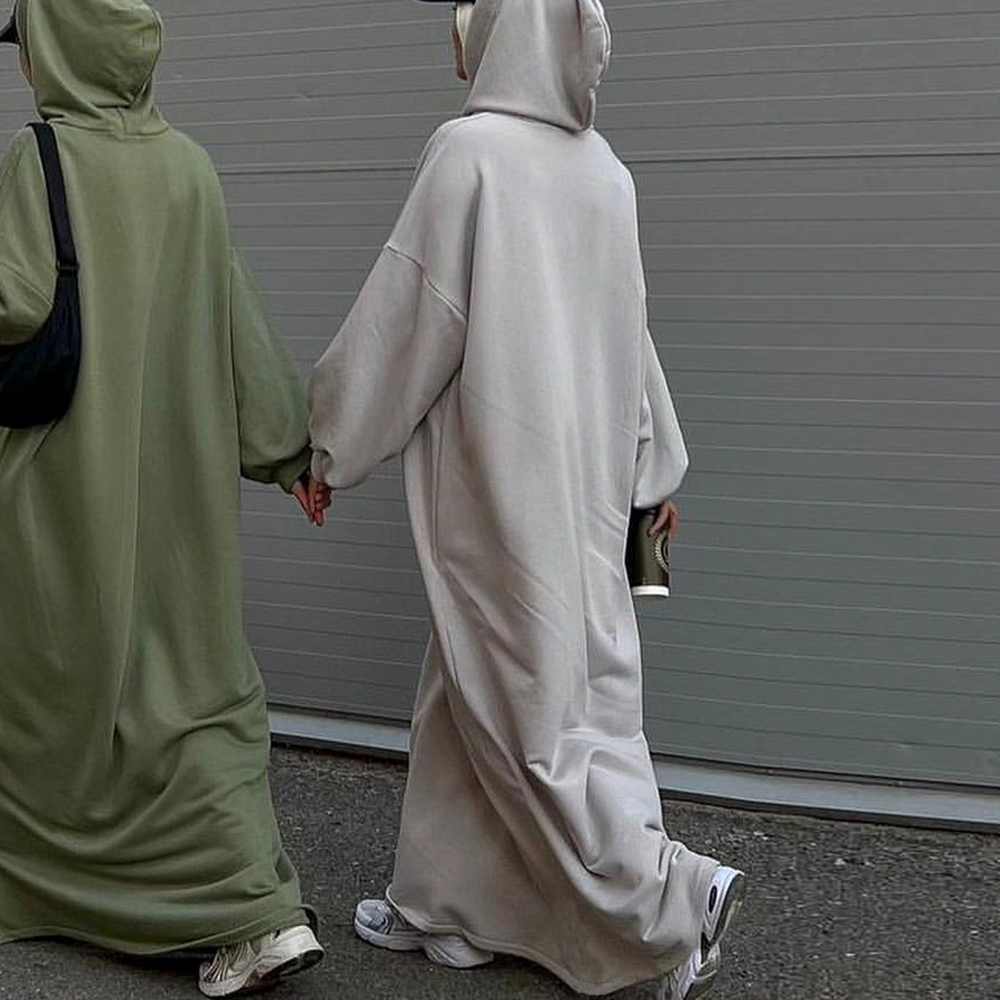 MH75 Muslim Women Hooded Sweatshirt Abaya Dress – Long Sleeve
