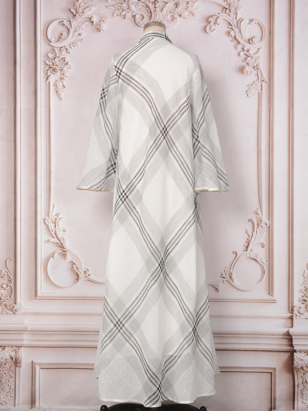MH128 Plaid Sequin Embroidered Abaya Dress – Elegant Modest Party Maxi for Muslim Women