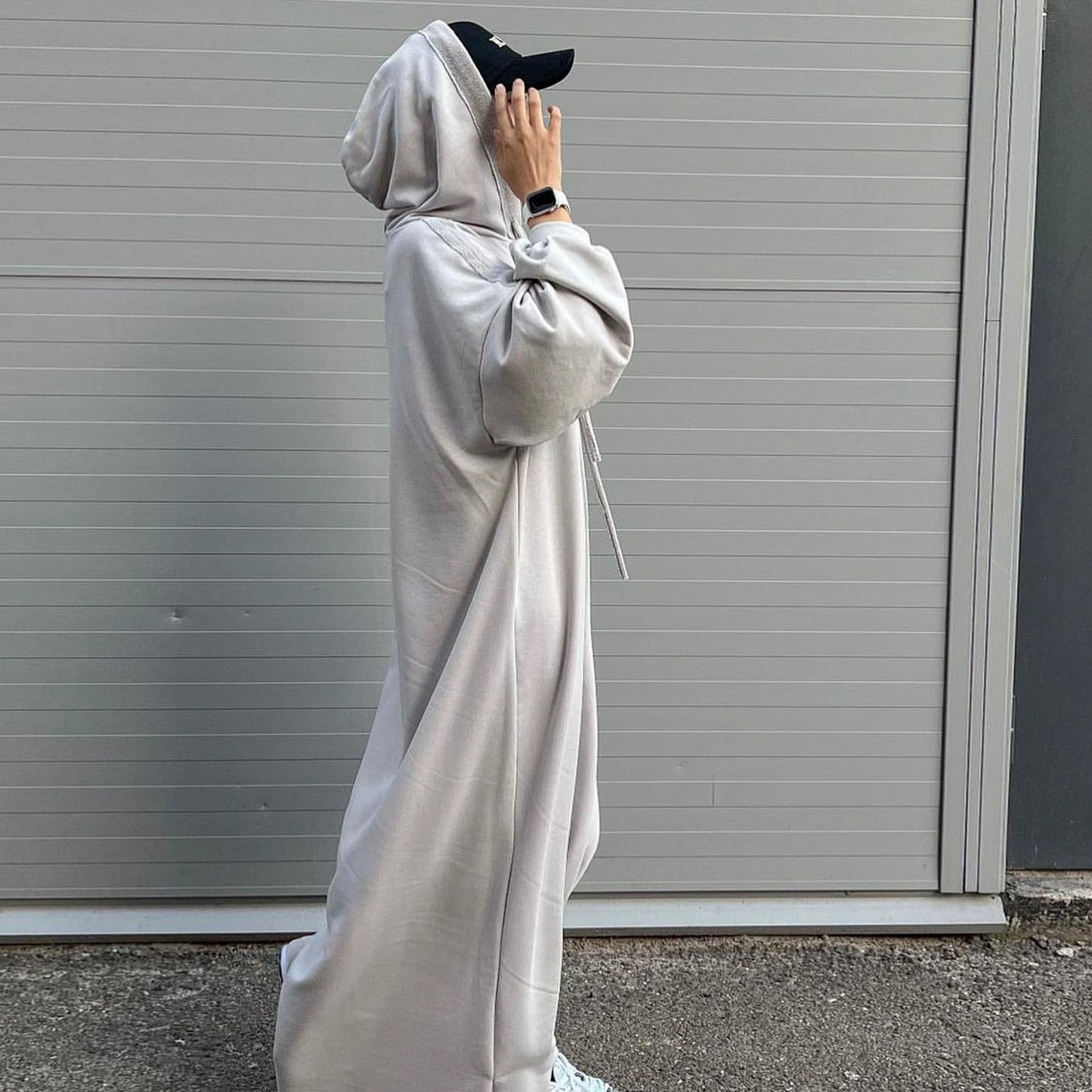 MH75 Muslim Women Hooded Sweatshirt Abaya Dress – Long Sleeve