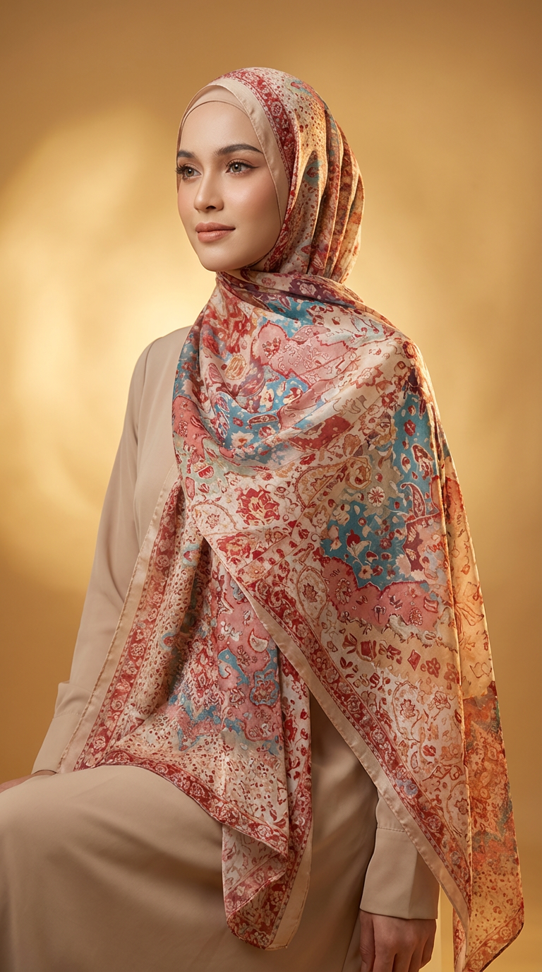Pink Bohemian Mulberry Silk Scarf - Luxury Print Shawl | Premium Gift