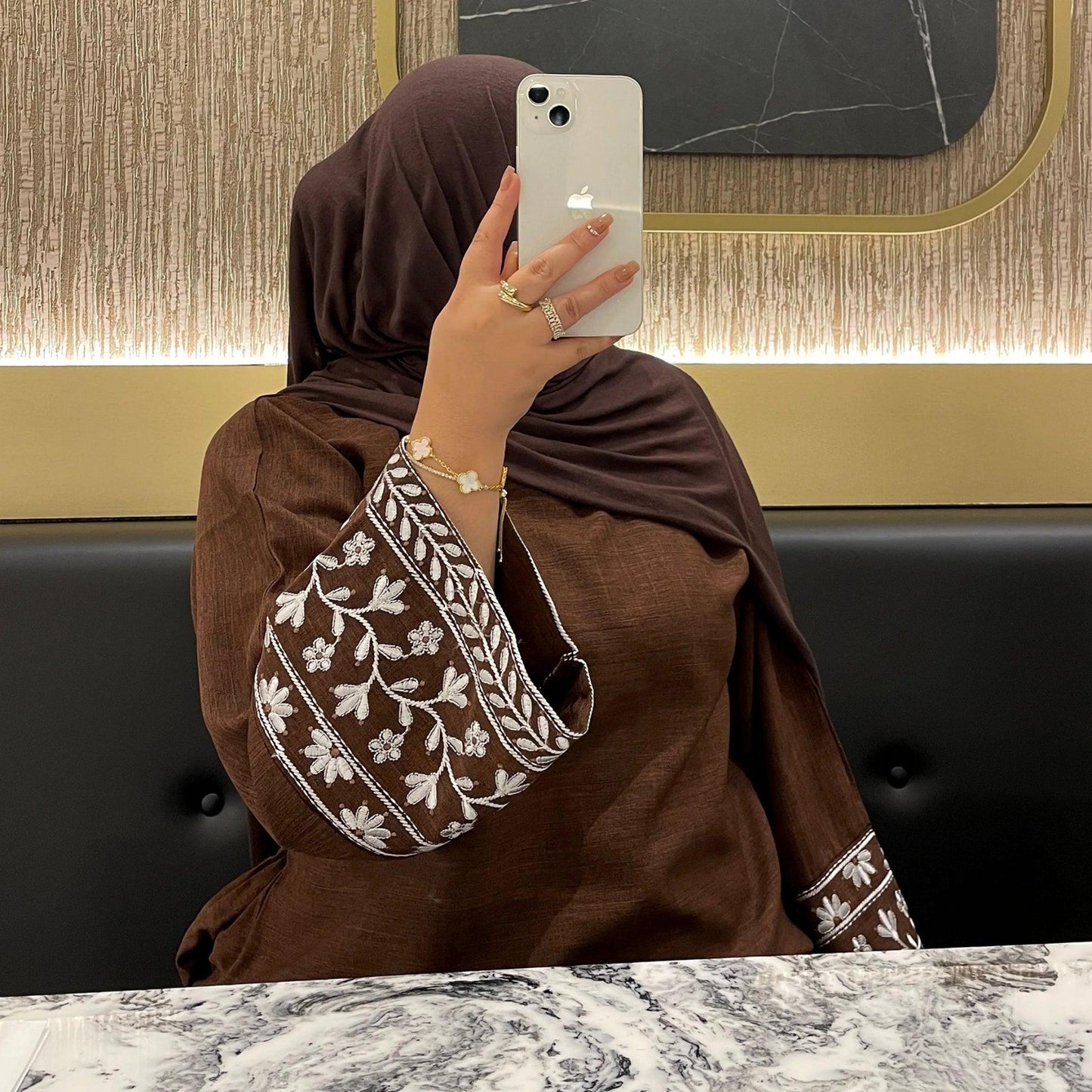 Ramadan Dubai Abaya Dress - Soft Embroidery Kefiyyeh Belted Robe | Modest Islamic Clothing for Women - Mahathelabel