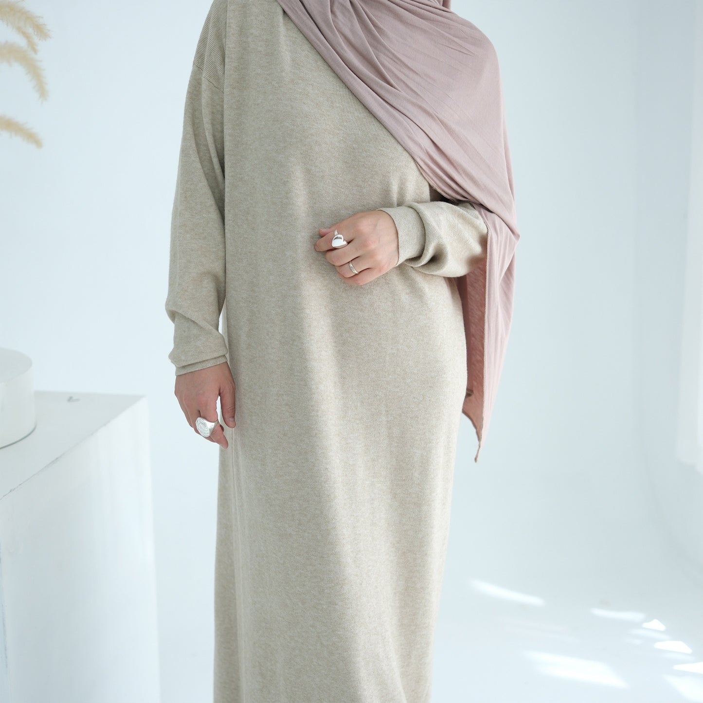 MH103 Autumn Winter Knit Maxi Dress for Muslim Women | Modest Long Sleeve Dress | No Hijab Included