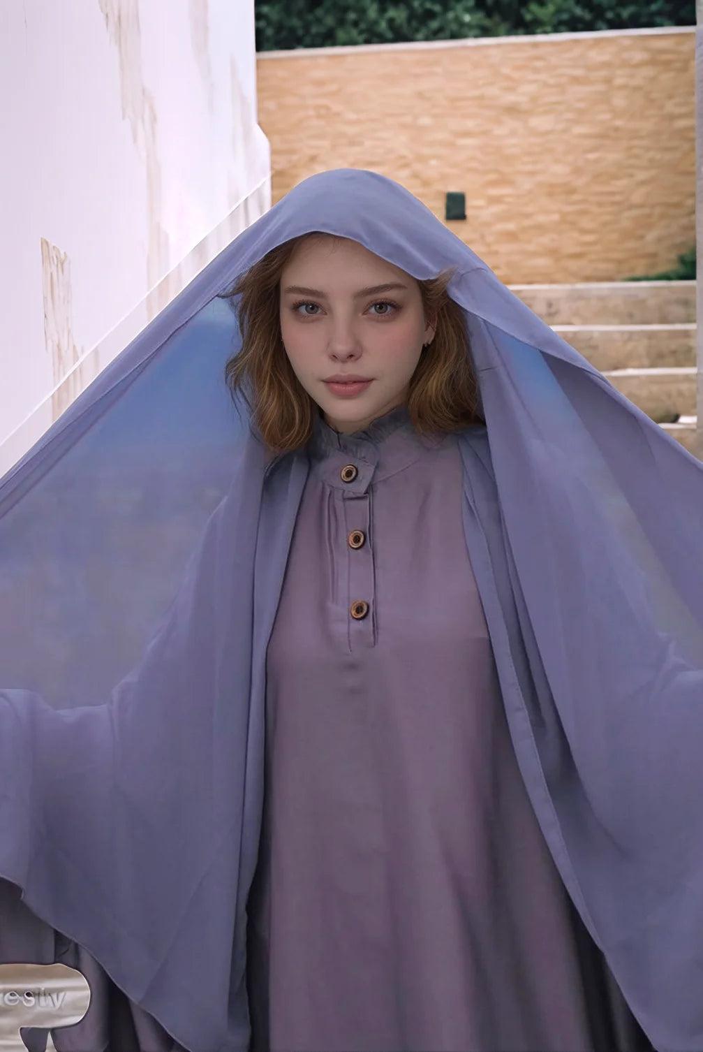 Aisha Butterfly Abaya | Elegant Flowing Islamic Dress | LILAC GREY - Mahathelabel