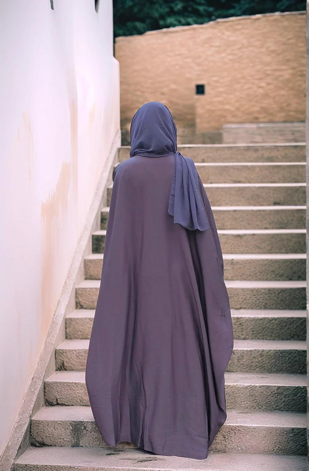 Aisha Butterfly Abaya | Elegant Flowing Islamic Dress | LILAC GREY - Mahathelabel