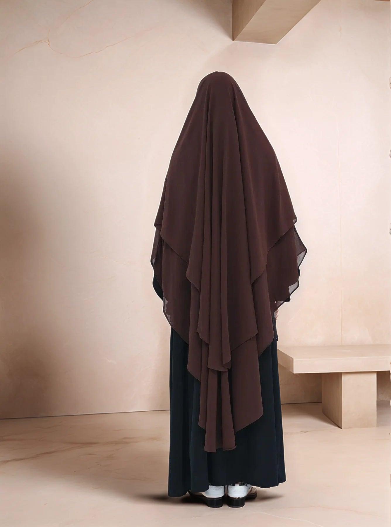 Double Layer Maxi Chiffon Khimar | Modest Lightweight Islamic Headscarf for Women | Multiple color options - Mahathelabel