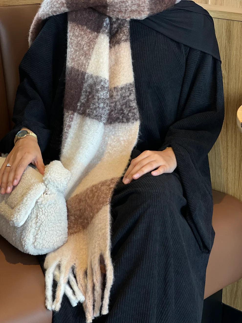 Corduroy Winter Maxi Abaya | Thick & Warm Modest Islamic Dress for Women - Mahathelabel