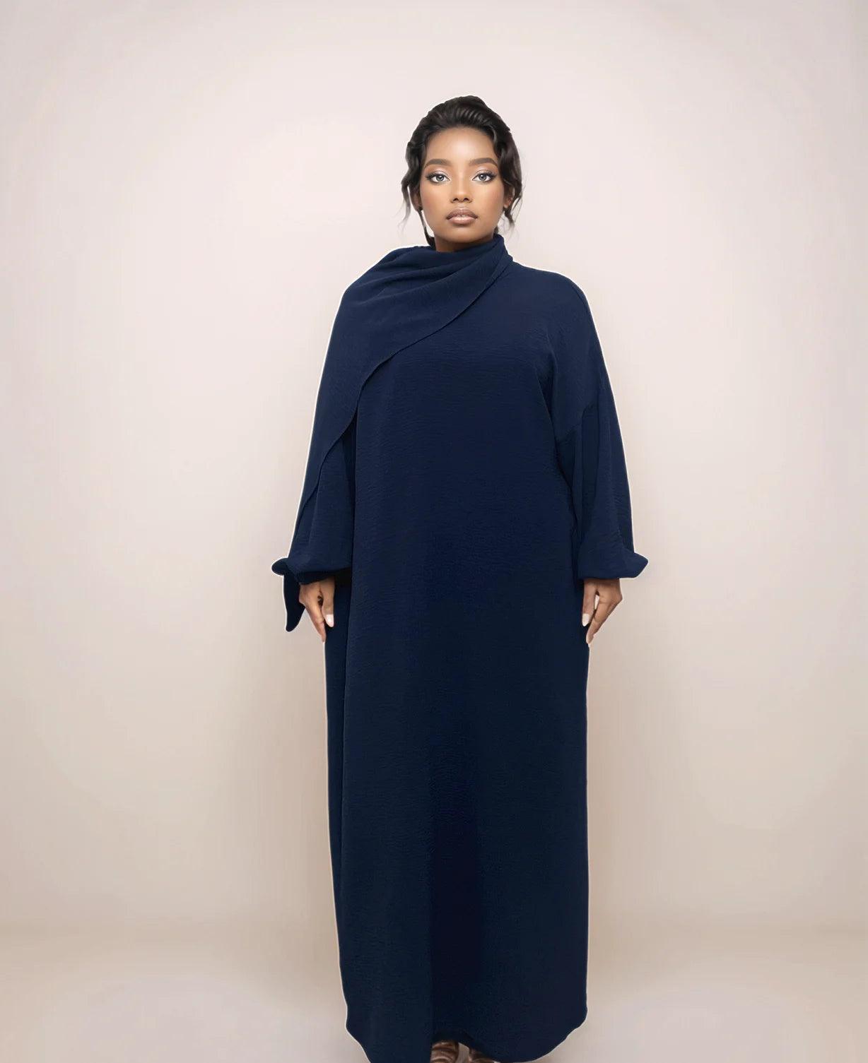 Crepe Hooded One-Piece Abaya with Attached Hijab | Modest Islamic Prayer Wear - Mahathelabel