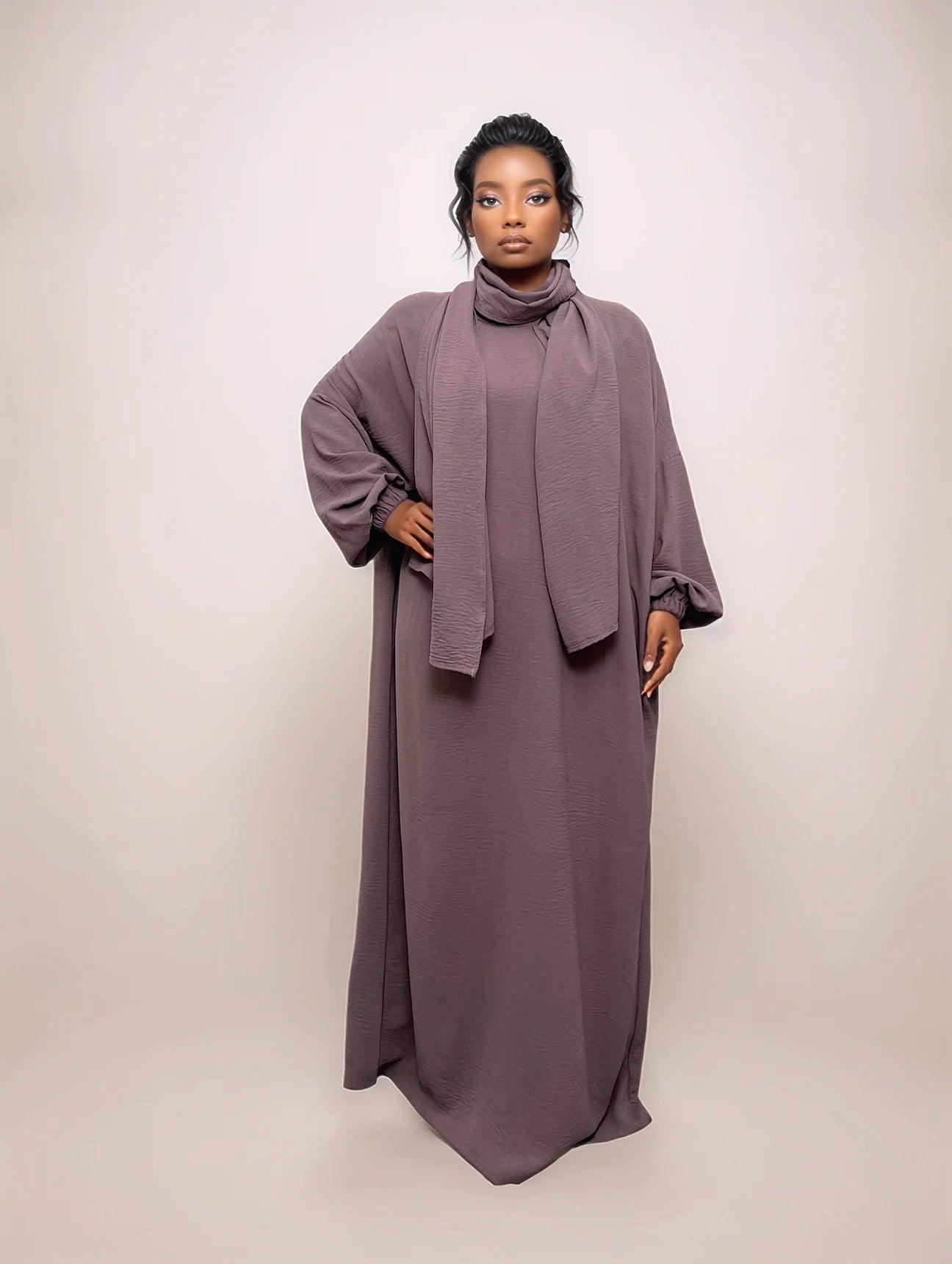Crepe Hooded One-Piece Abaya with Attached Hijab | Modest Islamic Prayer Wear - Mahathelabel