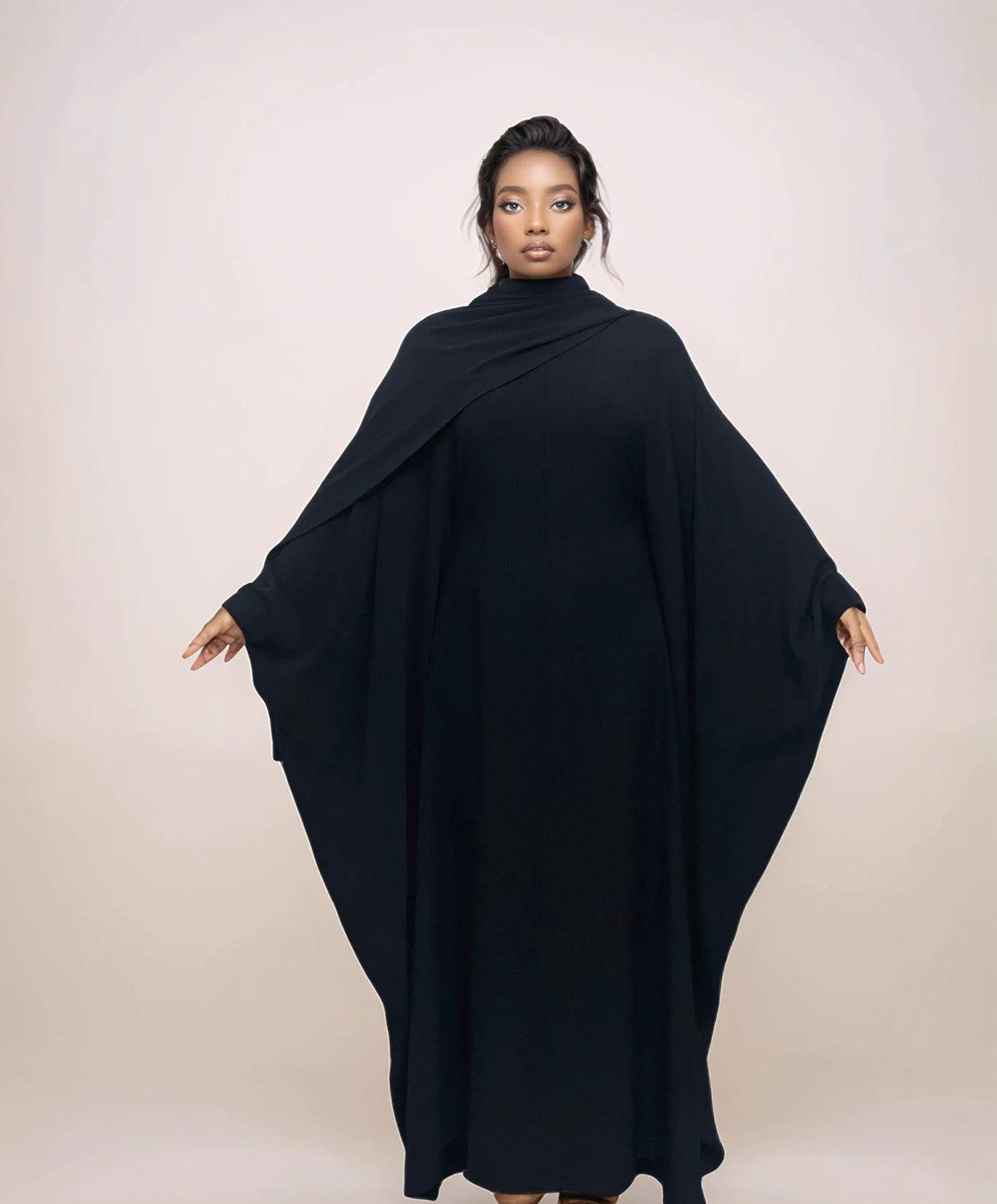 Crepe Hooded One-Piece Abaya with Attached Hijab | Modest Islamic Prayer Wear - Mahathelabel