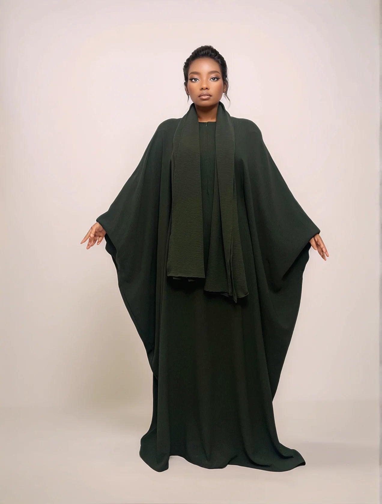 Crepe Hooded One-Piece Abaya with Attached Hijab | Modest Islamic Prayer Wear - Mahathelabel