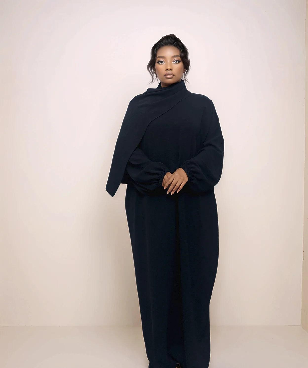 Crepe Hooded One-Piece Abaya with Attached Hijab | Modest Islamic Prayer Wear - Mahathelabel