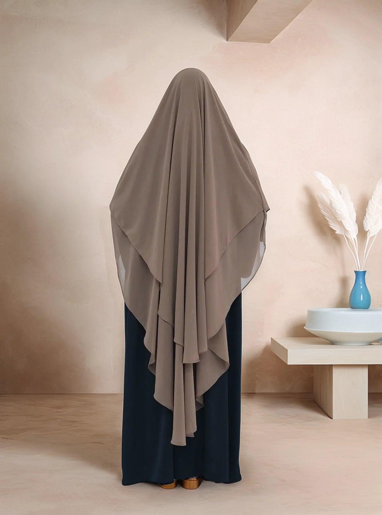 Double Layer Maxi Chiffon Khimar | Modest Lightweight Islamic Headscarf for Women | Multiple color options - Mahathelabel
