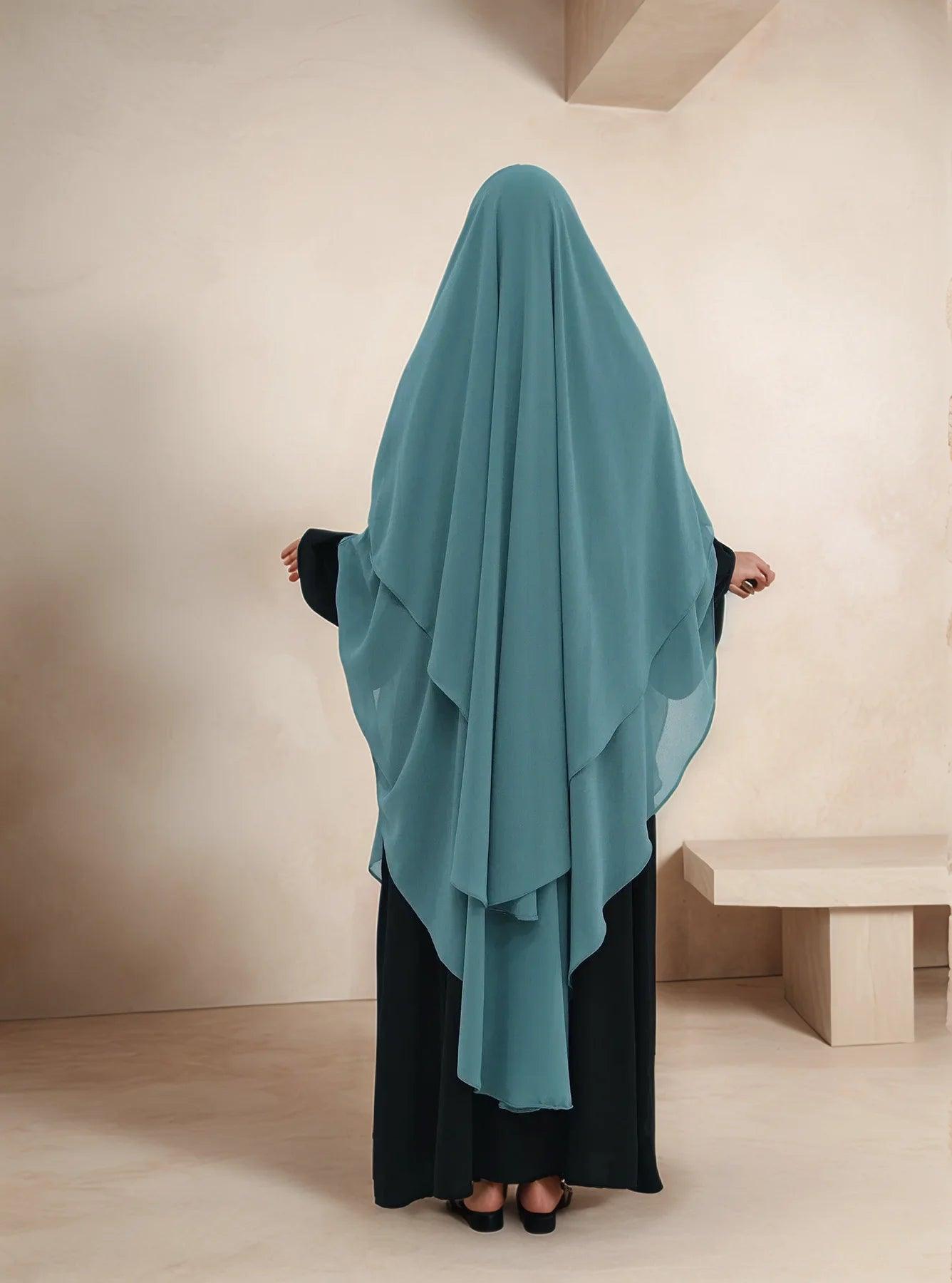 Double Layer Maxi Chiffon Khimar | Modest Lightweight Islamic Headscarf for Women | Multiple color options - Mahathelabel