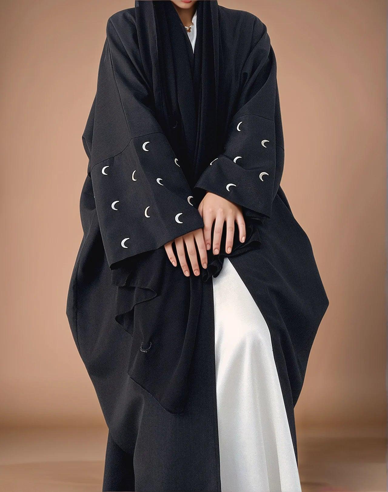 Elegant Moon Kimono Style Abaya with Hijab Set | Modest Islamic Dress for Women | Stylish & Comfortable Muslim Wear - Mahathelabel