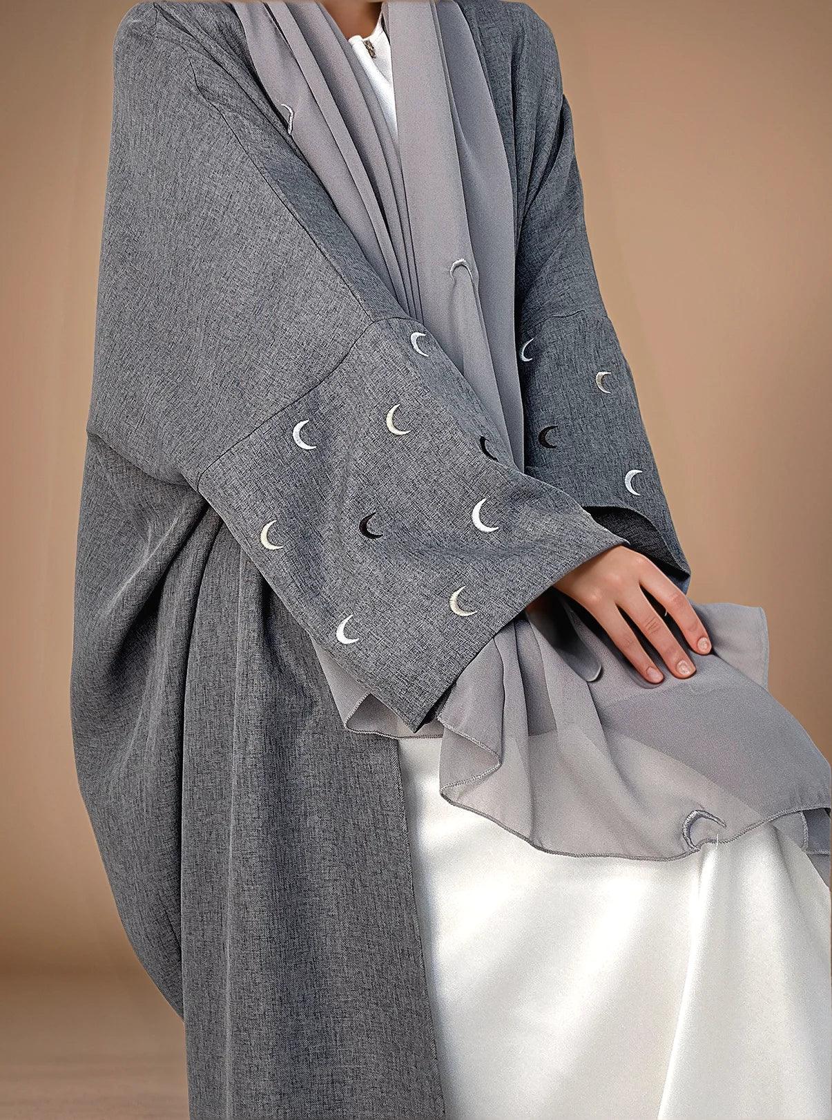Elegant Moon Kimono Style Abaya with Hijab Set | Modest Islamic Dress for Women | Stylish & Comfortable Muslim Wear - Mahathelabel