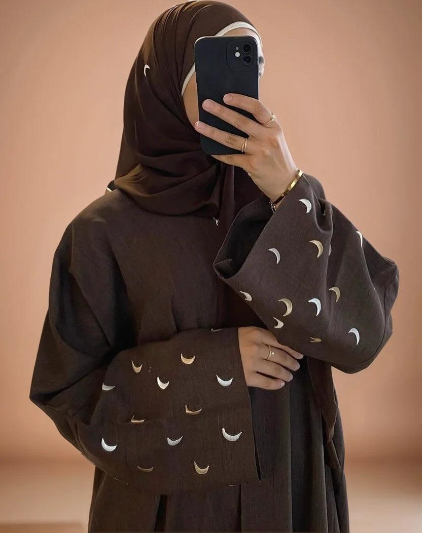 Elegant Moon Kimono Style Abaya with Hijab Set | Modest Islamic Dress for Women | Stylish & Comfortable Muslim Wear - Mahathelabel