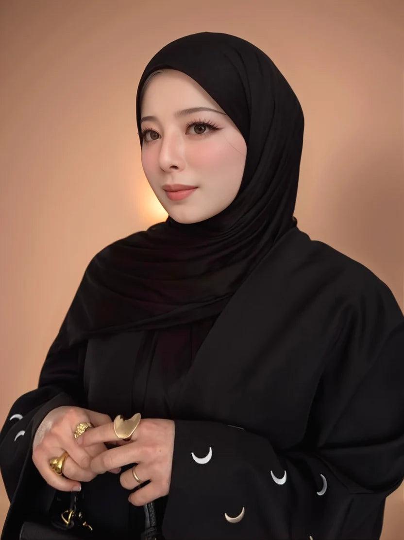 Elegant Moon Kimono Style Abaya with Hijab Set | Modest Islamic Dress for Women | Stylish & Comfortable Muslim Wear - Mahathelabel