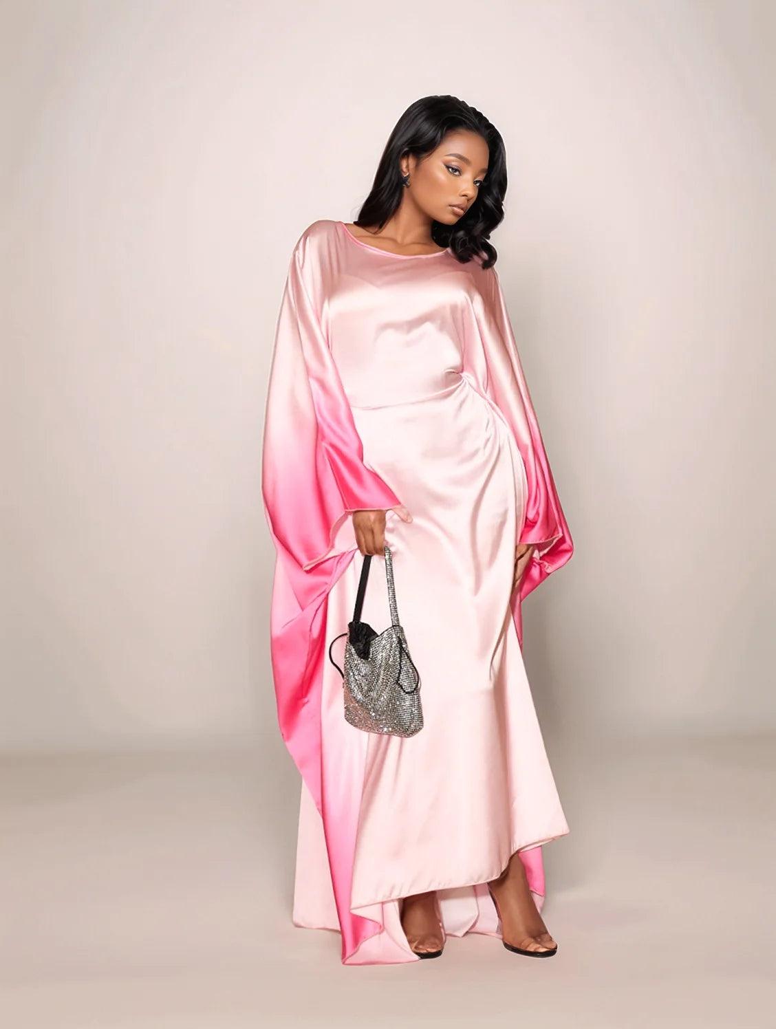 Farasha Butterfly Modest Abaya Pink - Elegant Wear for Muslim Women - Mahathelabel