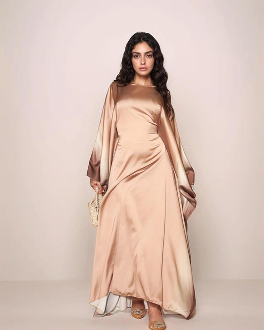 Farasha Butterfly Modest Abaya Coffee - Elegant Wear for Muslim Women - Mahathelabel