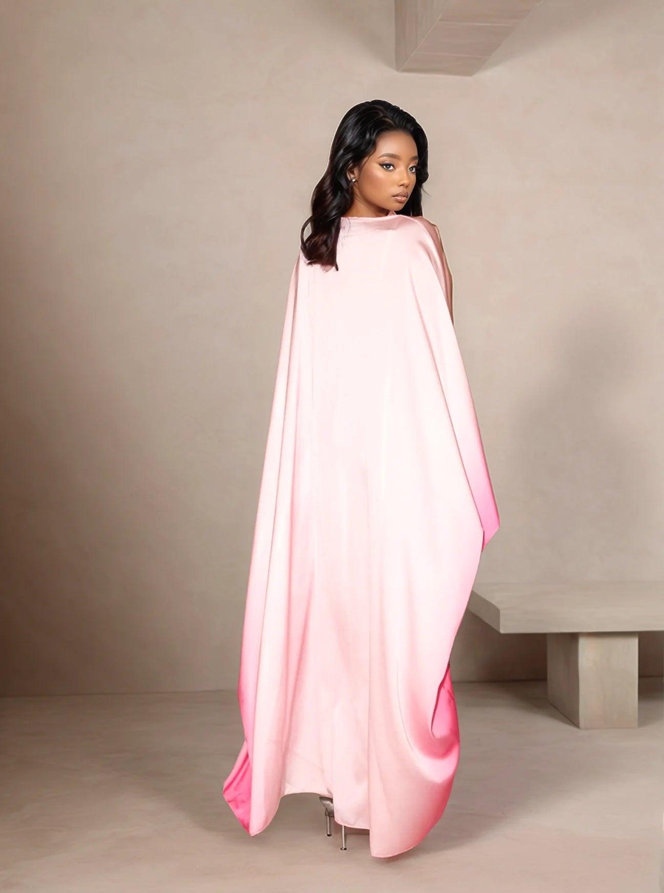 Farasha Butterfly Modest Abaya Pink - Elegant Wear for Muslim Women - Mahathelabel