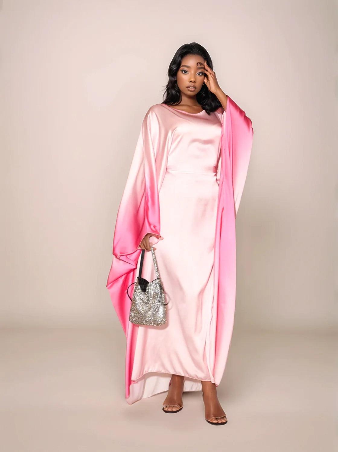 Farasha Butterfly Modest Abaya Pink - Elegant Wear for Muslim Women - Mahathelabel