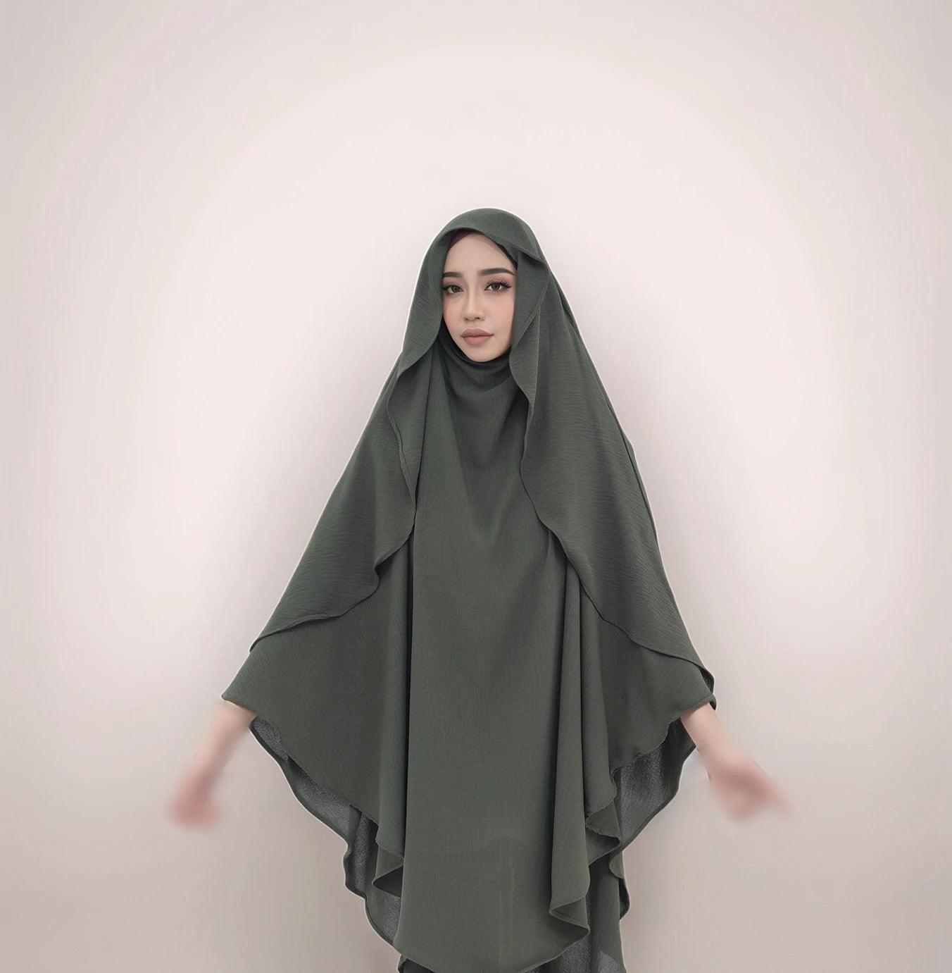 One-Layer Crepe Khimar │ Breathable Prayer Hijab - Mahathelabel