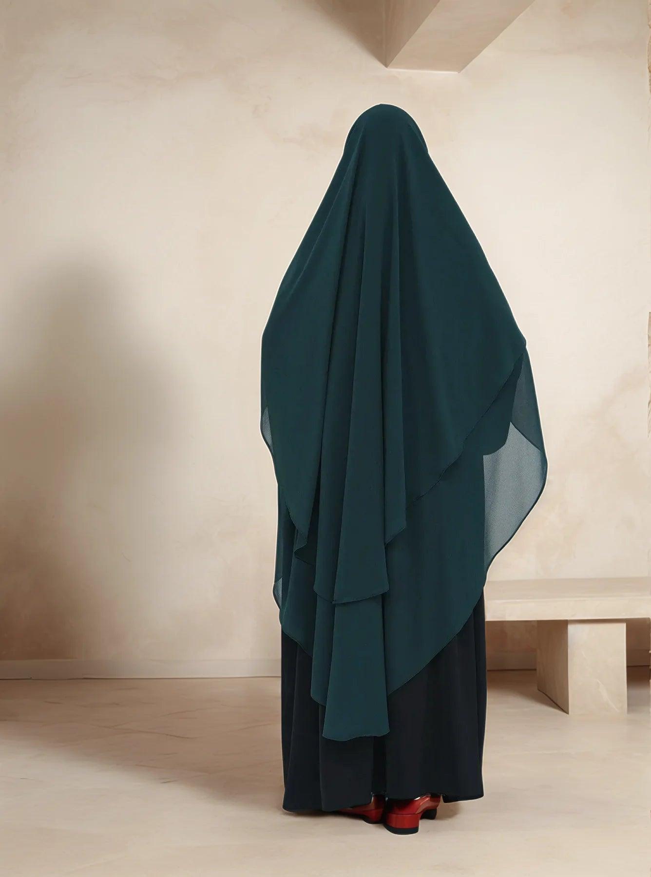 Double Layer Maxi Chiffon Khimar | Modest Lightweight Islamic Headscarf for Women | Multiple color options - Mahathelabel