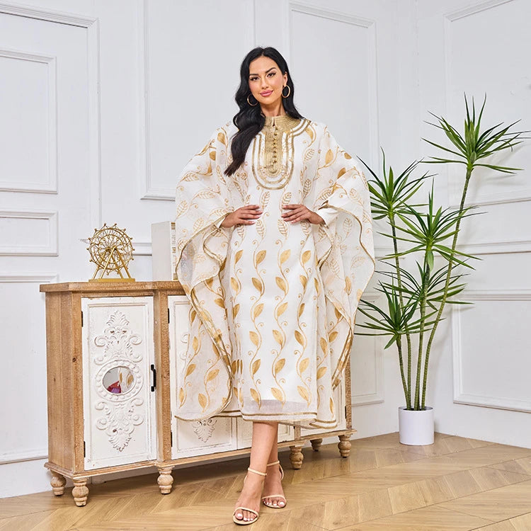 MH81 Summer Cotton Abaya 2 Piece Set | Breathable Embroidered Maxi Kaftan Dress