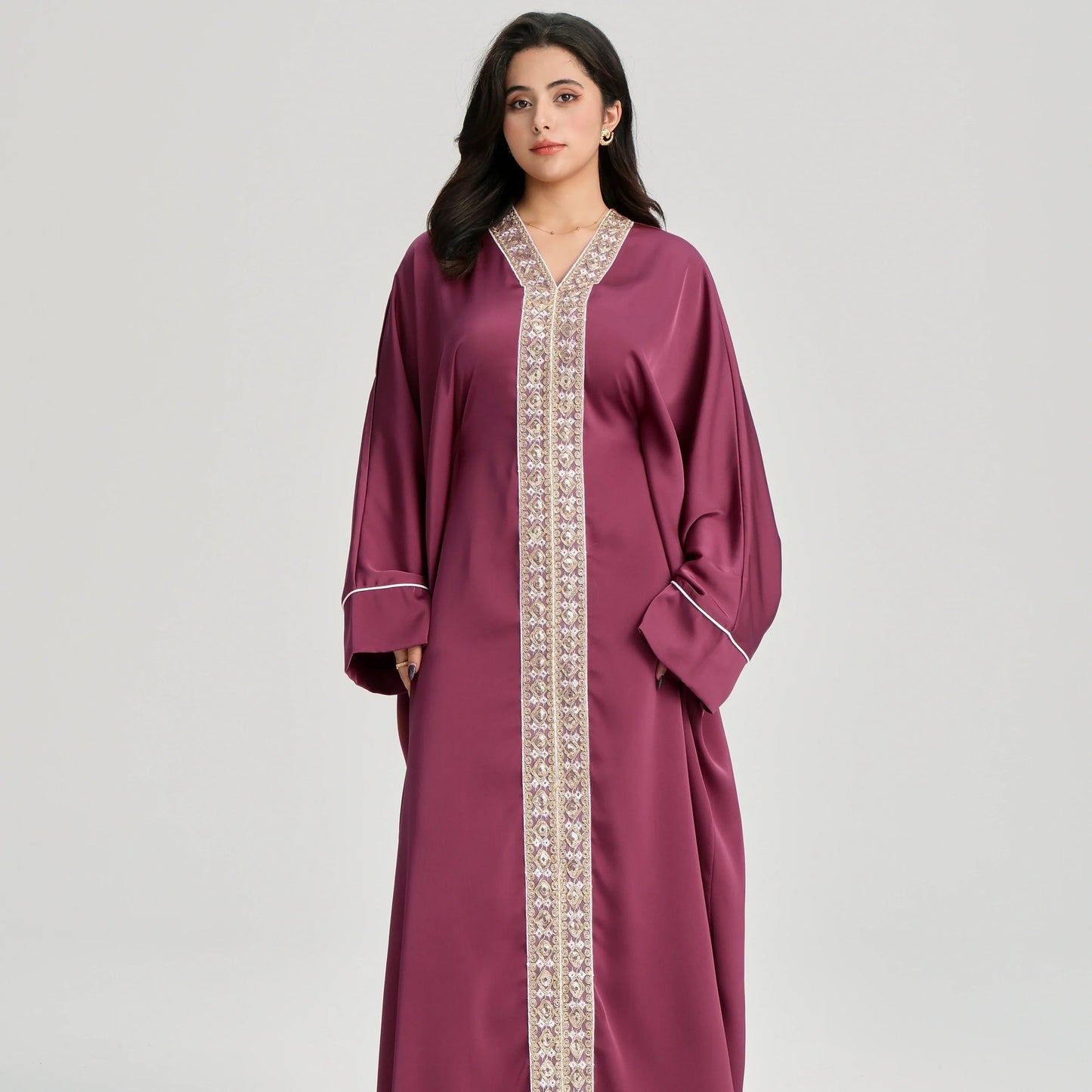 MH20 Gold Lace Kaftan Abaya | Luxury Khaleeji Maxi Dress with Inner Belt