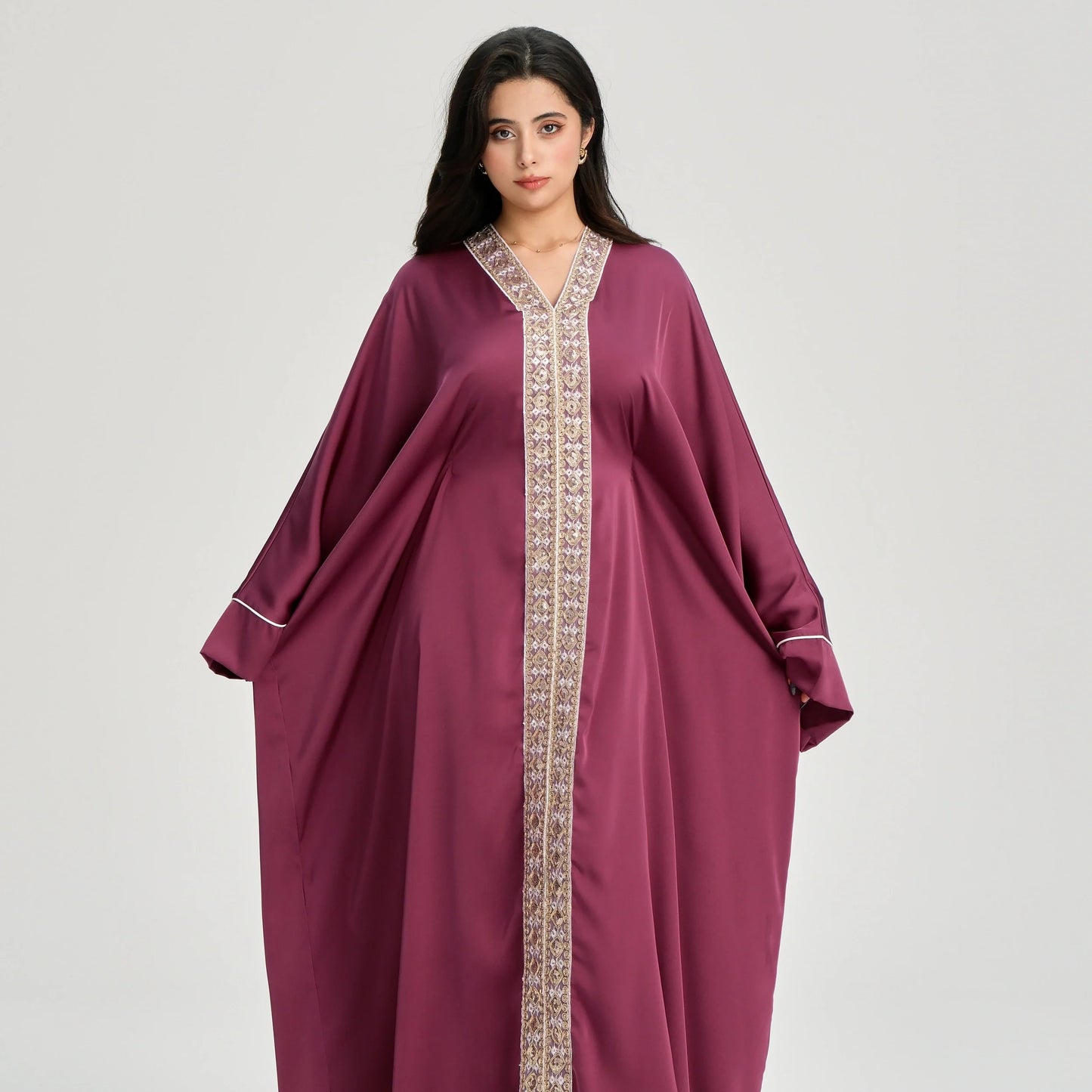 MH20 Gold Lace Kaftan Abaya | Luxury Khaleeji Maxi Dress with Inner Belt