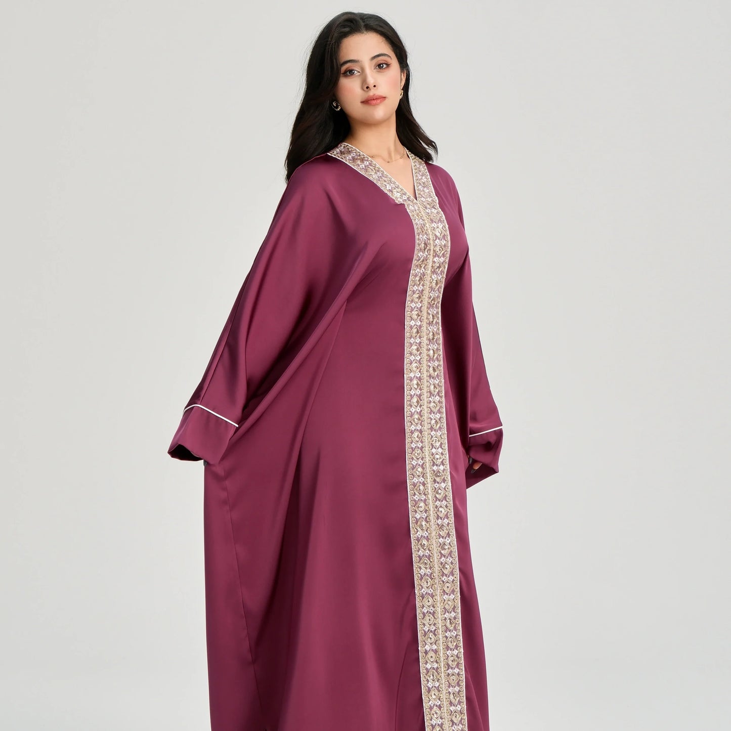 MH20 Gold Lace Kaftan Abaya | Luxury Khaleeji Maxi Dress with Inner Belt