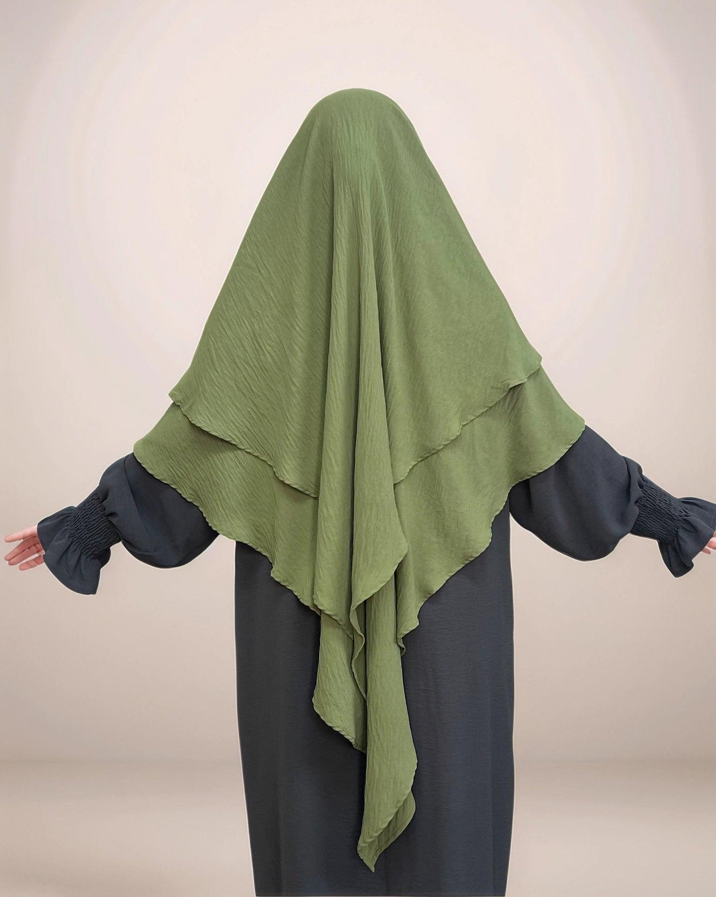 Ayesha Two-Layer Crepe Khimar | Multiple color options - Mahathelabel
