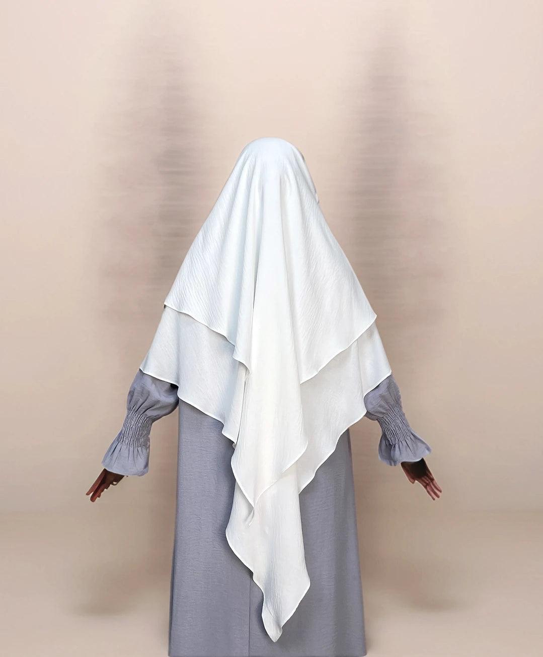 Ayesha Two-Layer Crepe Khimar | Multiple color options - Mahathelabel