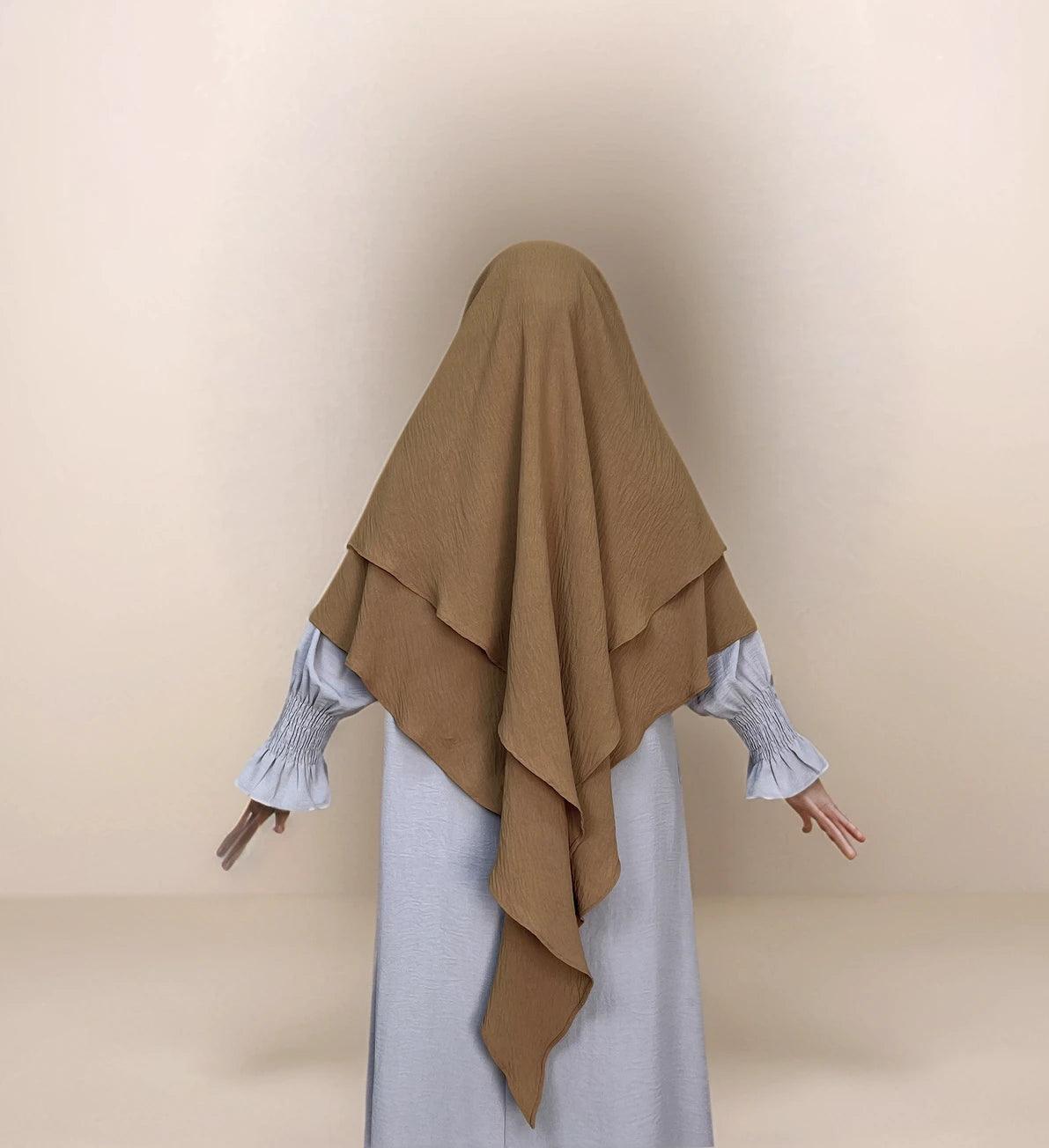Ayesha Two-Layer Crepe Khimar | Multiple color options - Mahathelabel