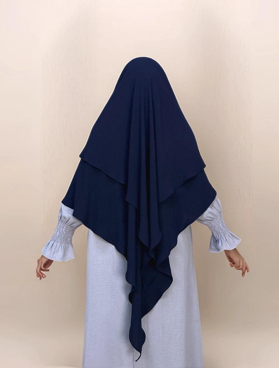 Ayesha Two-Layer Crepe Khimar | Multiple color options - Mahathelabel