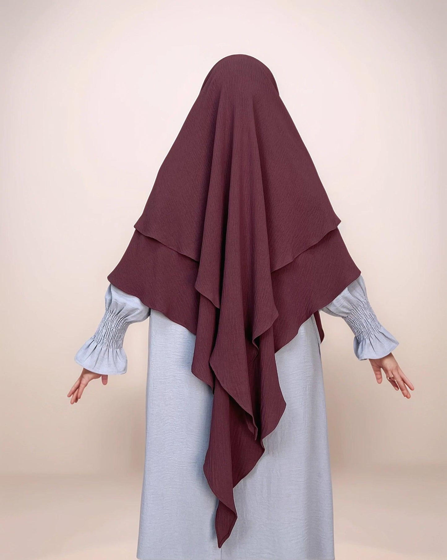 Ayesha Two-Layer Crepe Khimar | Multiple color options - Mahathelabel
