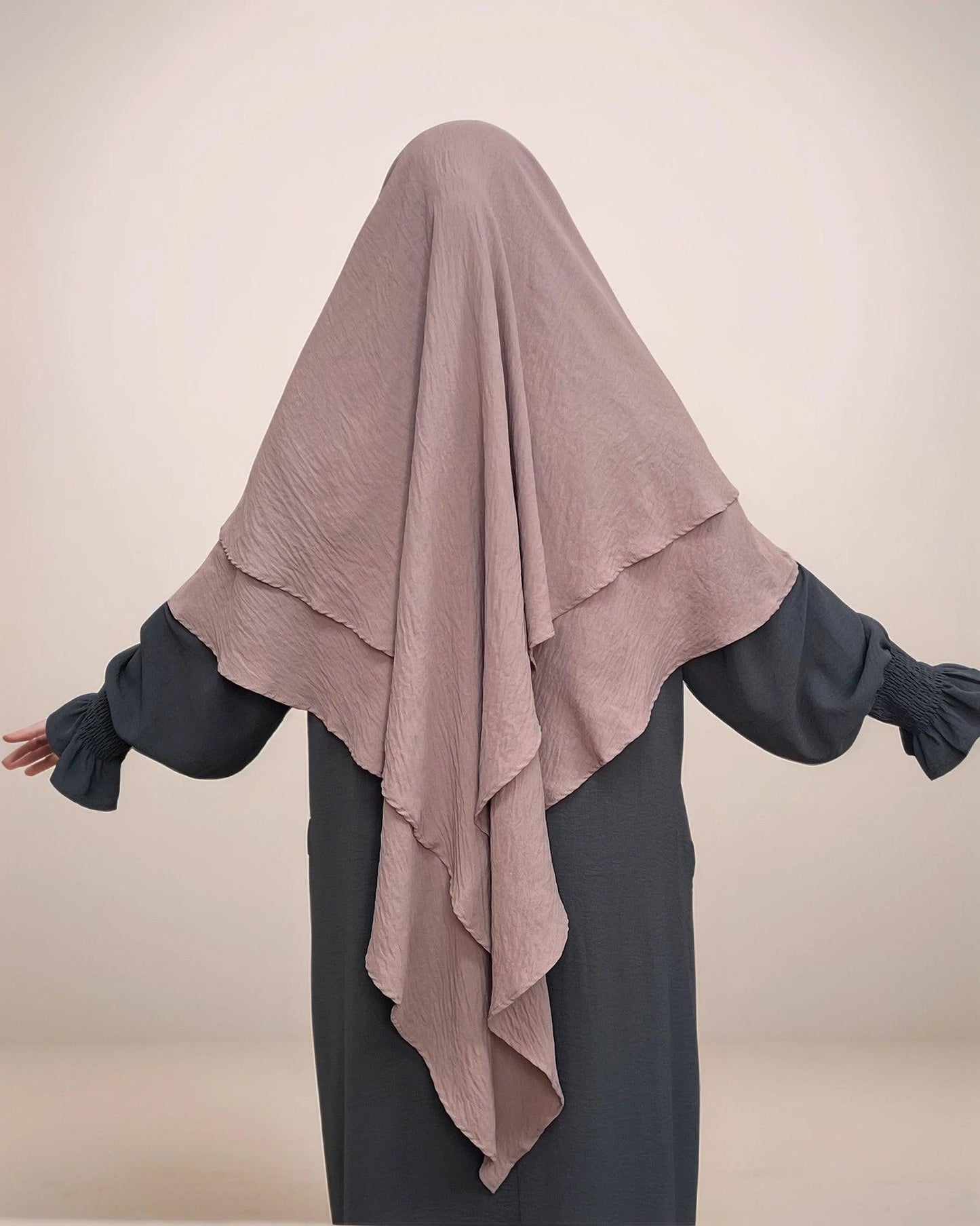 Ayesha Two-Layer Crepe Khimar | Multiple color options - Mahathelabel