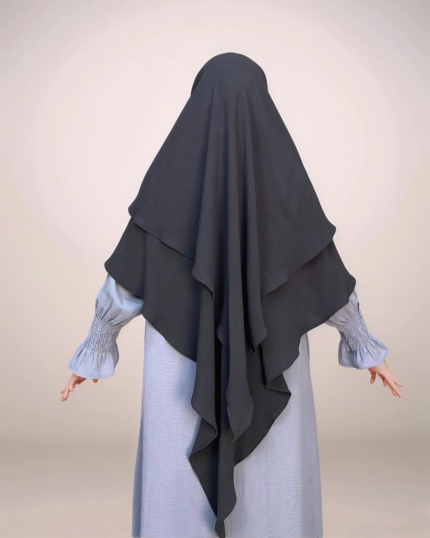 Ayesha Two-Layer Crepe Khimar | Multiple color options - Mahathelabel